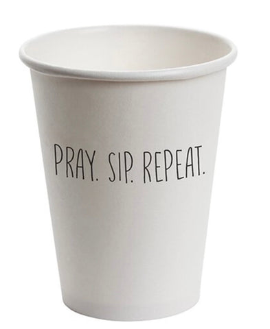Pray Sip Repeat Set of 10 White Recyclable Cups