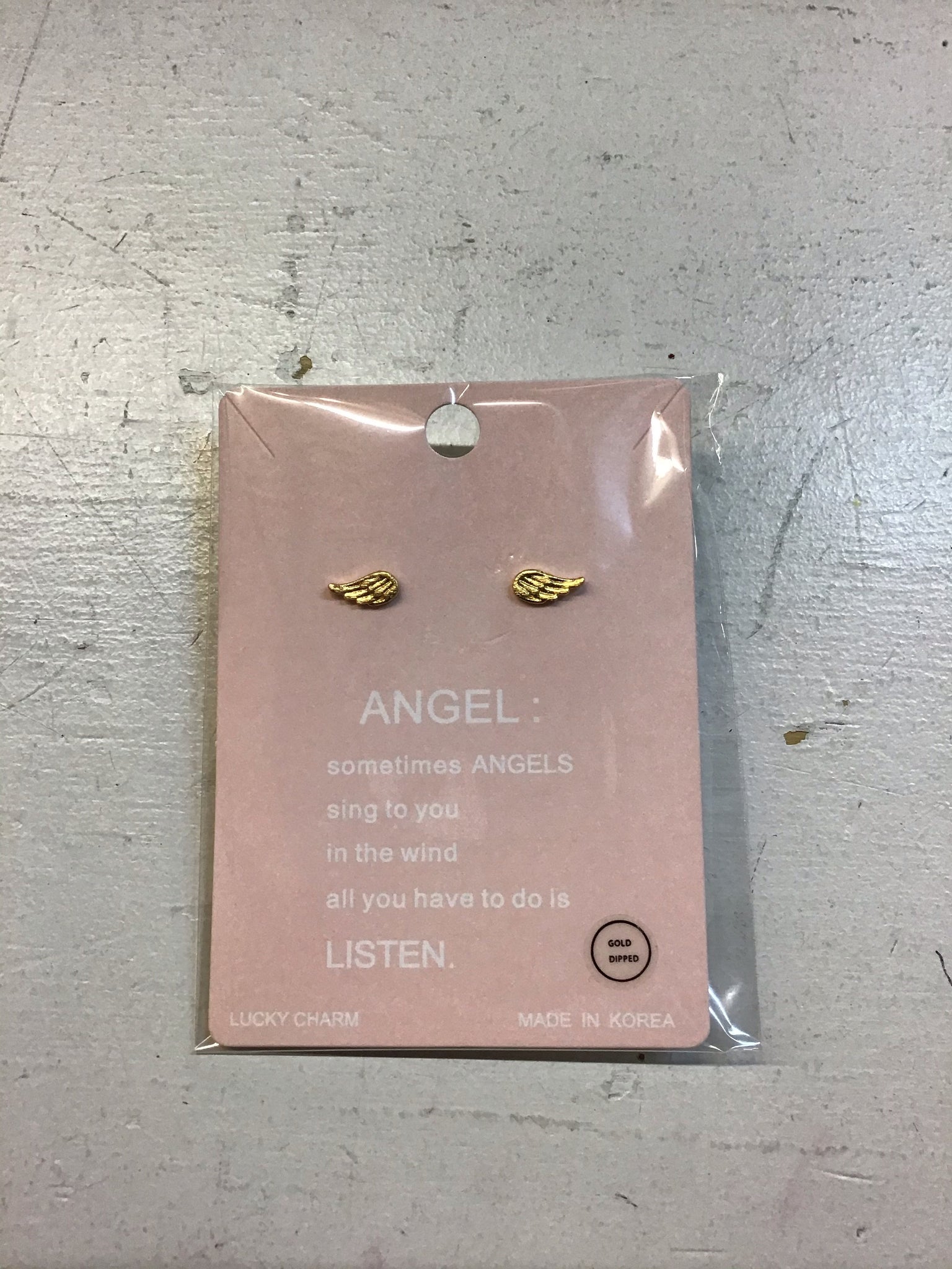 Angel Wing Gold Stud Earrings