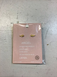 Angel Wing Gold Stud Earrings