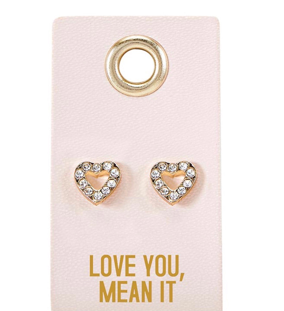 Leather Tag Earrings - Love you, Mean It