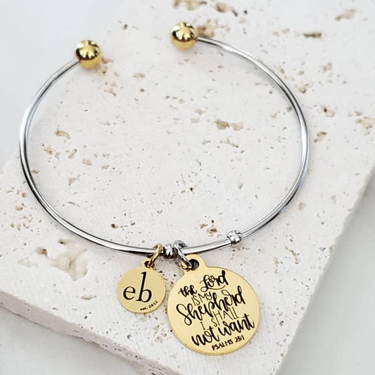 Stacking Bracelets Bible Verse Mantra Gold Charm