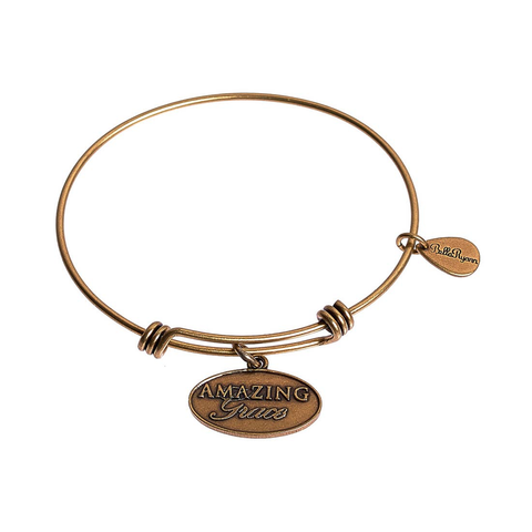 Amazing Grace Expandable Bangle Charm Bracelet in Gold