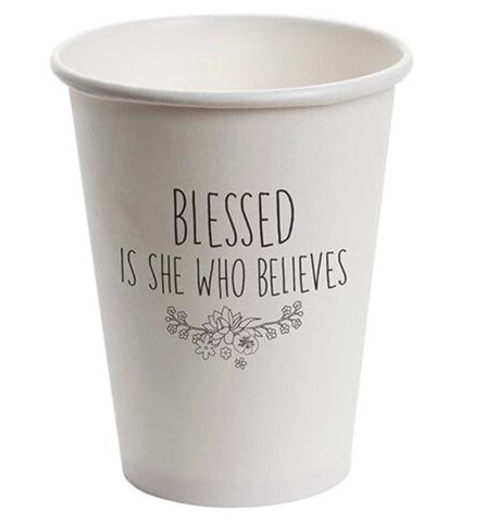 Blessed is she Who Believes Set of 10 recyclable cups