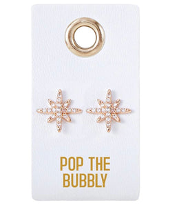 Leather Tag Earrings - Pop the Bubbly