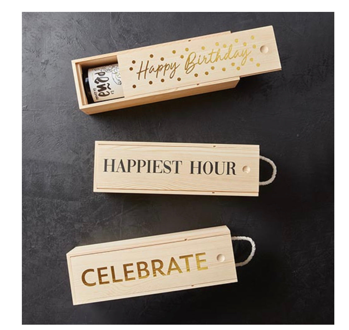 Happy Birthday Wood Wine Box