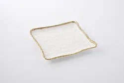 Square Serving Platter White and Gold