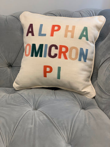 Alpha Omicron Pi Multicolor Pillow