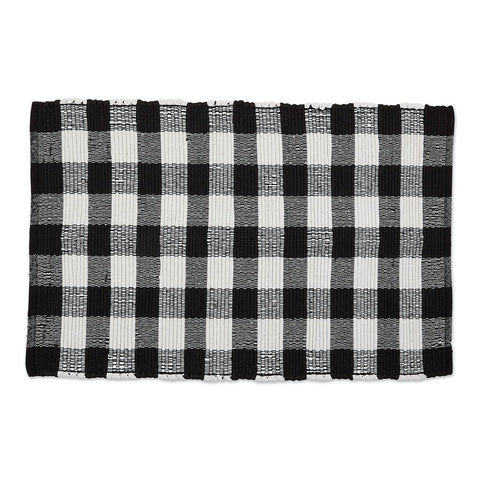 Black and White Buffalo Check Rag Rug