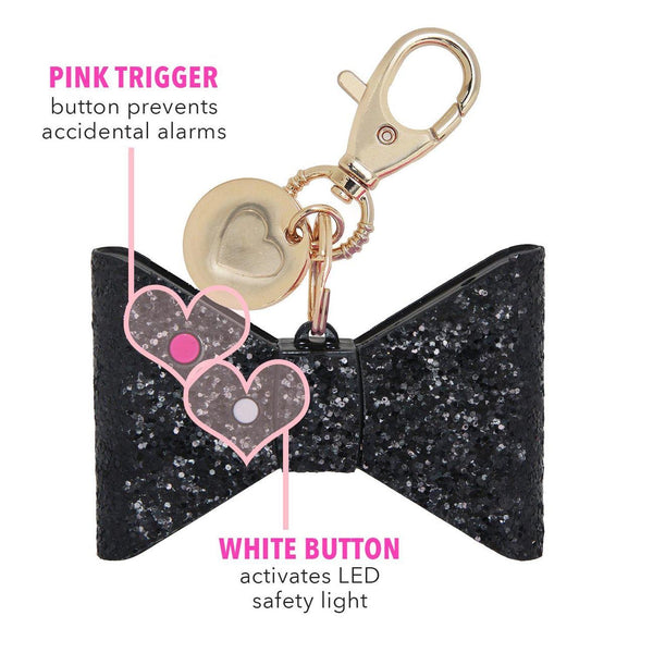 Super Loud Personal Alarm - Black Glitter Bow