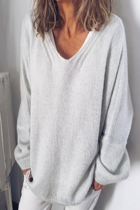 V Neck Long Sleeve Casual Sweater