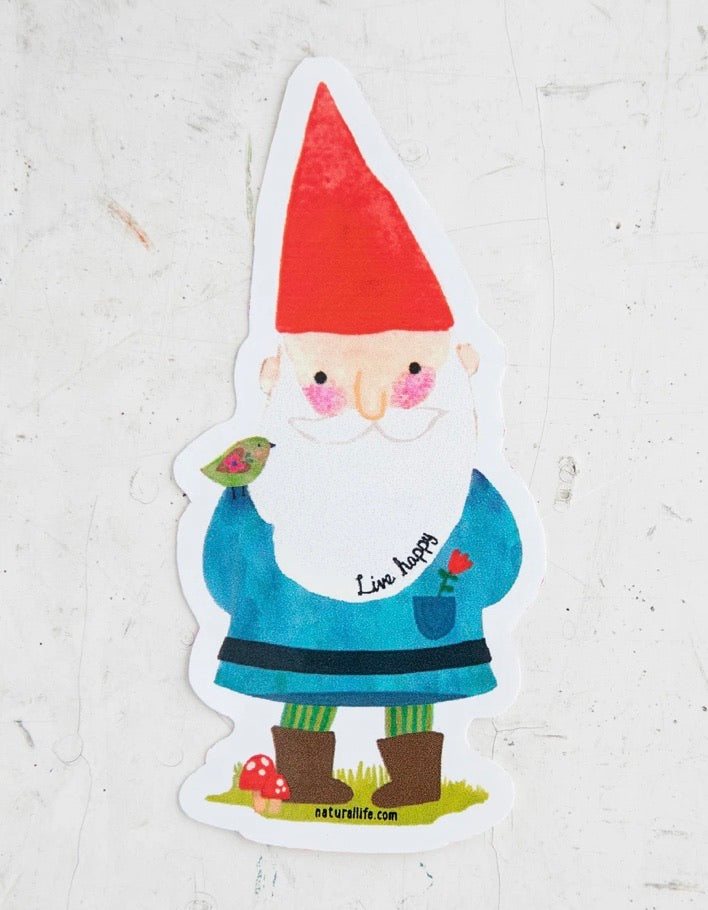 Gnome Live Happy Vinyl Sticker